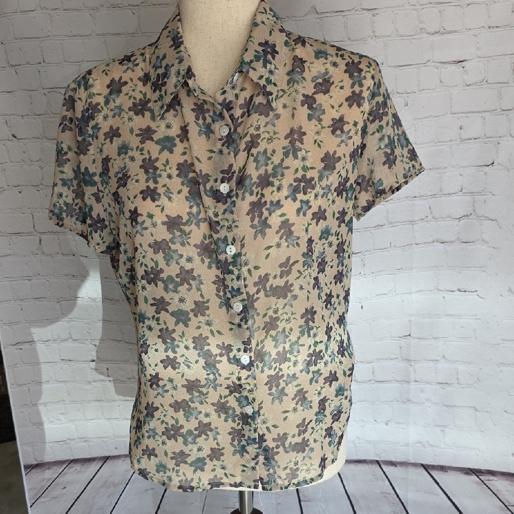The‎ Limited Floral Button Down Shirt - Tan and Green